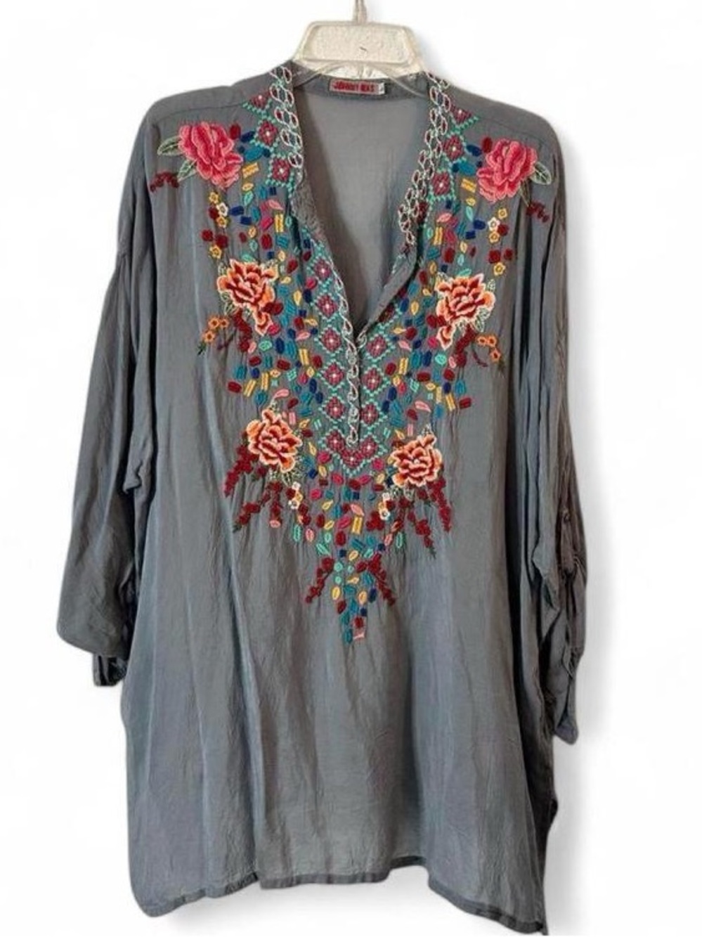 Johnny Was JESSA geometric floral embroidered tunic